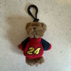 Vintage NASCAR Jeff Gordon #24 Boyds Teddy Bear Plush Keychain Red & Blue.